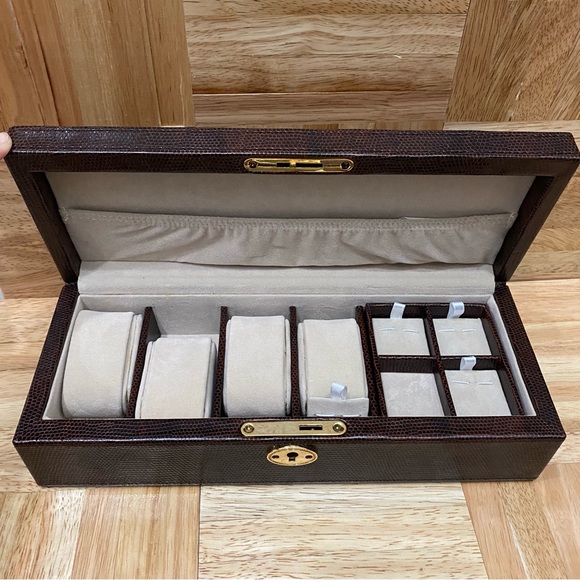 Brown Faux Leather Watch Box and Jewelry Organizer - Picture 3 of 11